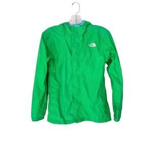 The North Face Girl's Green Basic Nylon Outdoor Hooded Zip Up Jacket Size 14/16